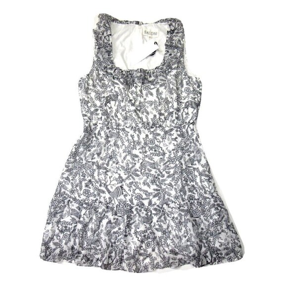 NWT SALONI Misha Short Dress in Ivory Rajasthan Cotton Silk Ruffle US 12